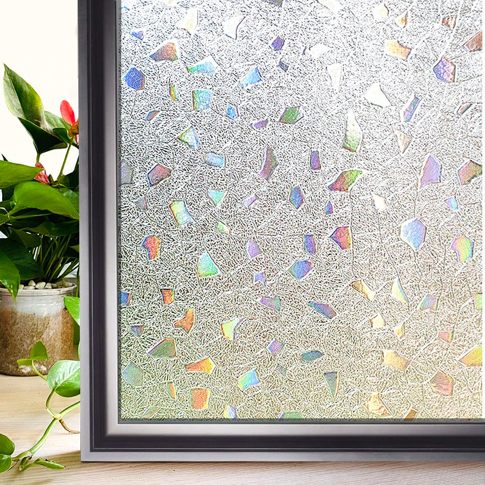 Window Privacy Film Rainbow Window Clings 3D Decorative Window Vinyl Stained Glass Window Decals, Static Cling Window Sticker