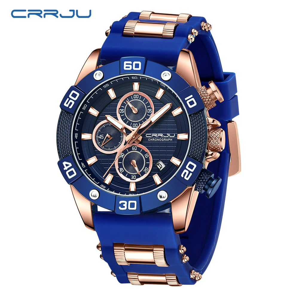 Men Watch Quartz Chronograph Full Steel Waterproof Wristwatch with Date
