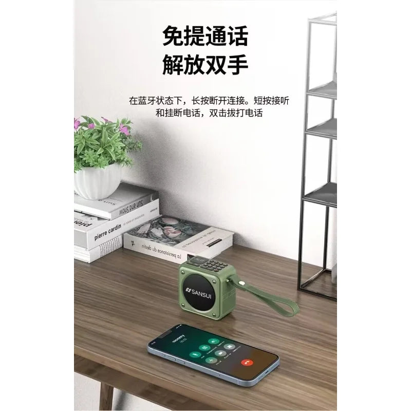 SANSUI U3 Portable Bluetooth Speaker with Deep Bass Supports TF Card USB FM AUX Hands Free Call for Outdoor Indoor Party