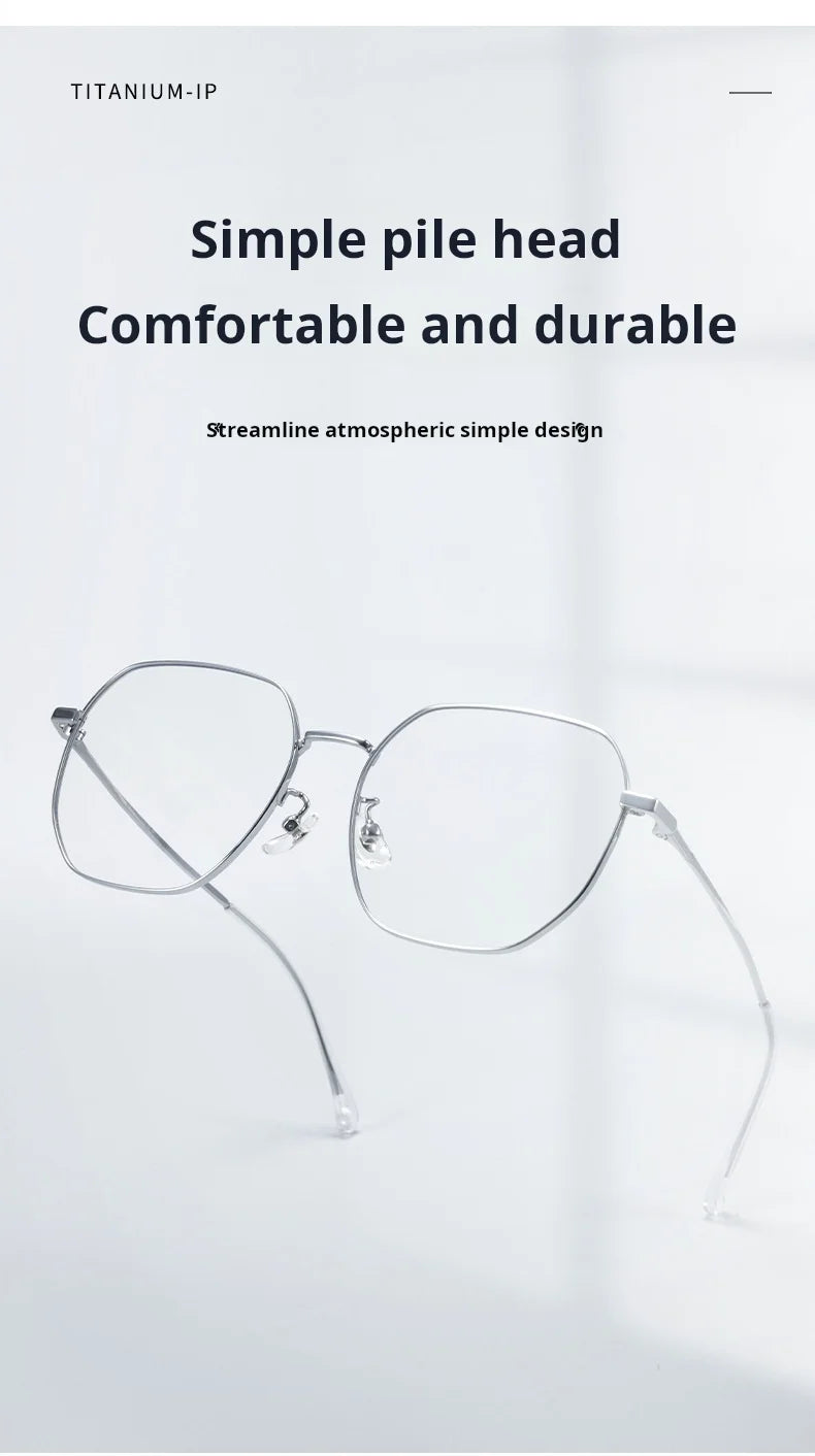 Retro Polygonal Lightweight Titanium Progressive Multifocal Prescription Glasses