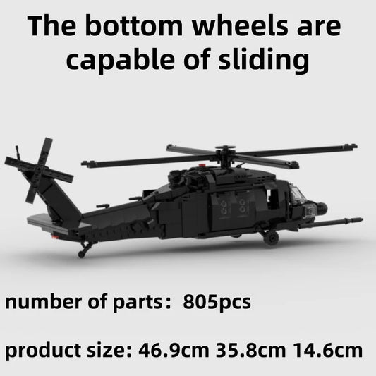 Black Hawk Helicopter Building Blocks Model Kit DIY Assembly Toy
