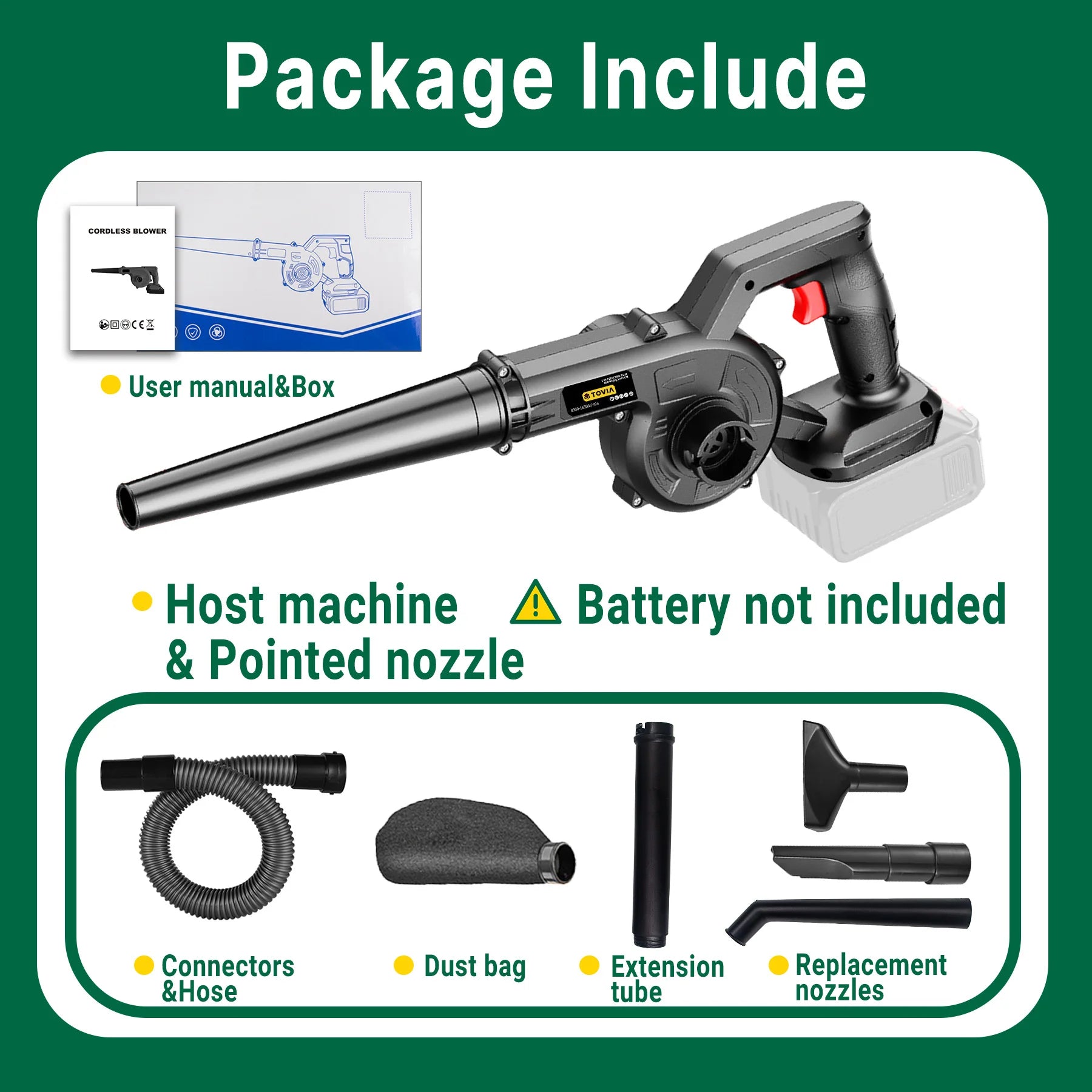 Cordless Air blower 2-in-1 Blowing & Suction Electric Leaf Blower Dust Collector Cleaner For Pet Hair Car For Makita 18V Battery