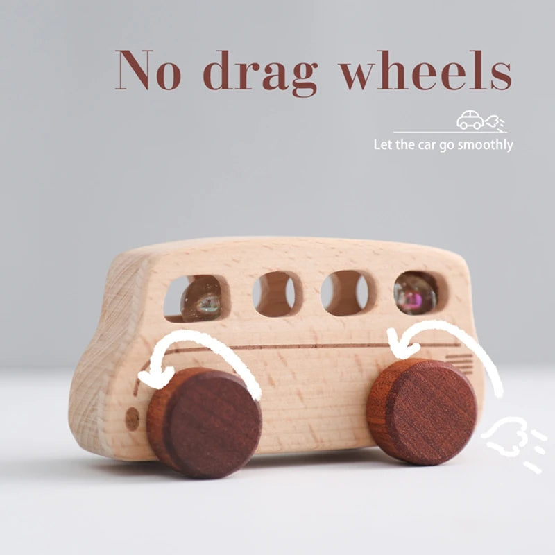 Baby Wooden Baby Toys NO Bpa  Cartoon Car Bus Montessori Toys Hand-pushed Wooden Handmade Carts Baby Room Decoration Baby Gift