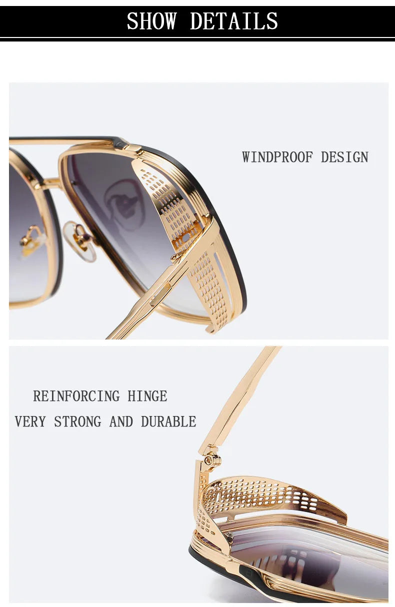 Steampunk Square Sunglasses With UV400 Protection