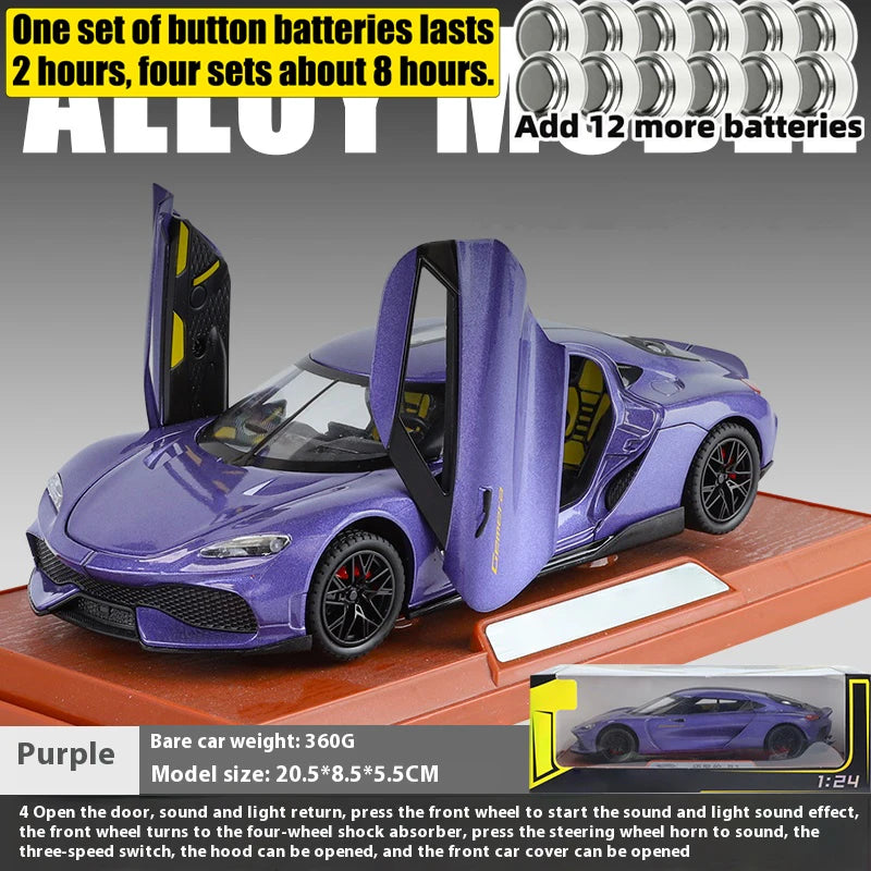1:24 Gemera GT Sports Car Alloy Diecast Metal Model Sound Light Pull Back Toy Boys Simulation Car Model Ornament Present