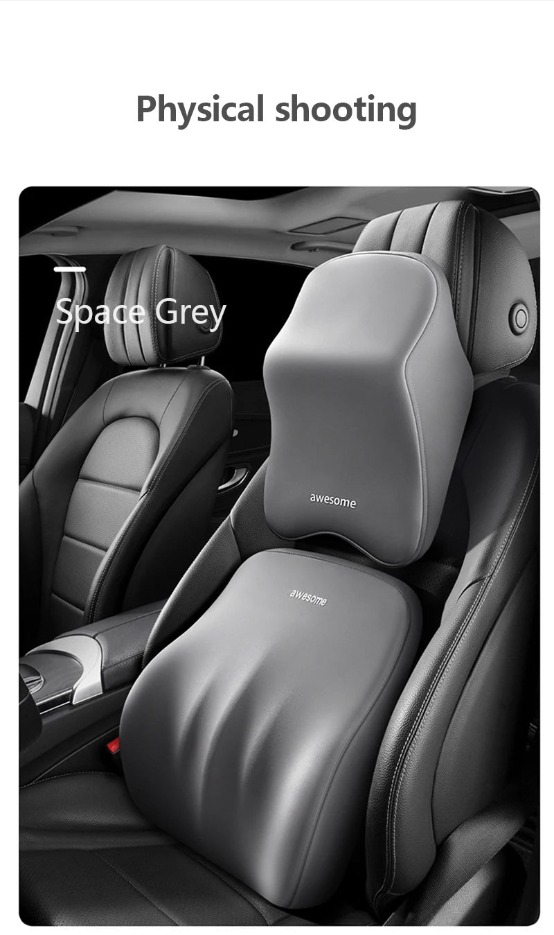 Car Lumbar Back Support Headrest Neck Pillow Memory Foam Lumbar Pillow Universal Soft Neck Pillows Cushion Car Supplies