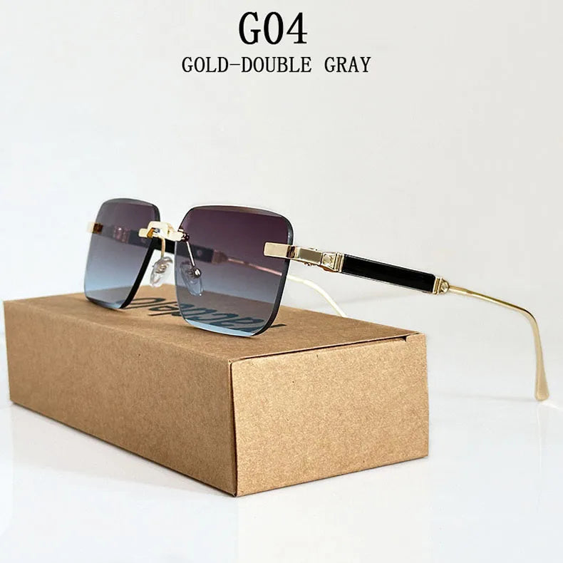 Rimless Square Sunglasses With UV400 Protection