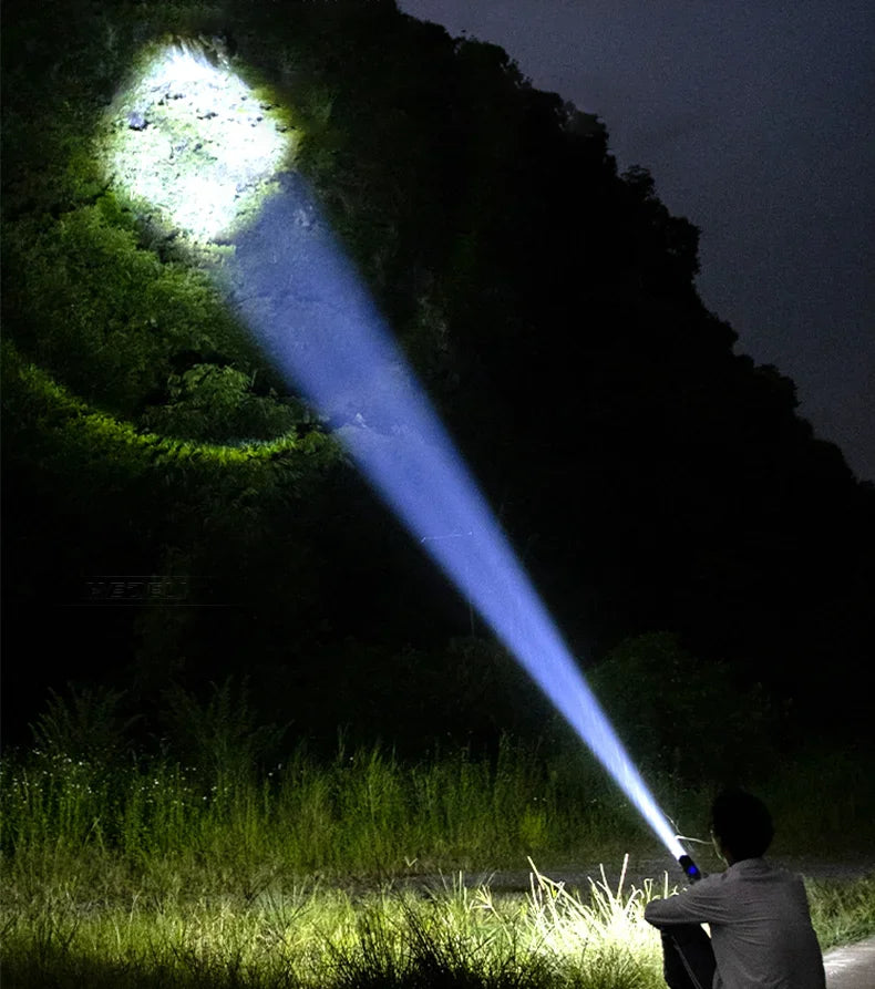 High Power LED Flashlight Rechargeable USB Zoom Torch with Power Display Emergency Camping Light