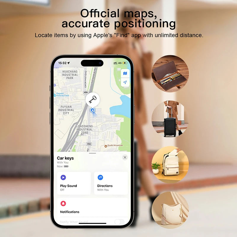 Ultra-thin Smart Bluetooth Global Position Systm Card Tracker Work With Apple Find My Wireless Rechargeable Back Cover For Iphone ID Card Finder