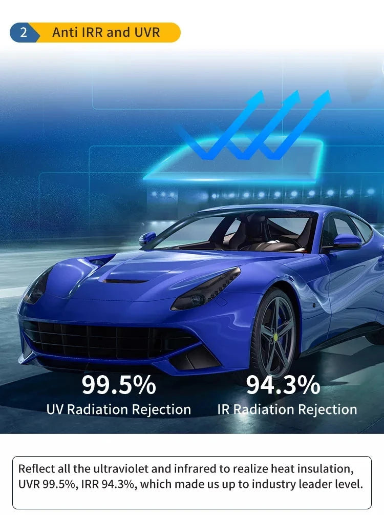 Window Tint Film for Cars Window Privacy Film Heat UV Block Scratch Resistant Blackout Auto Car Windshield Sun Shade Film