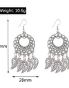 Statement Bohemian Vintage Ethnic Big Round Drop Earring Long Carved Flowers Drop Earrings For Women