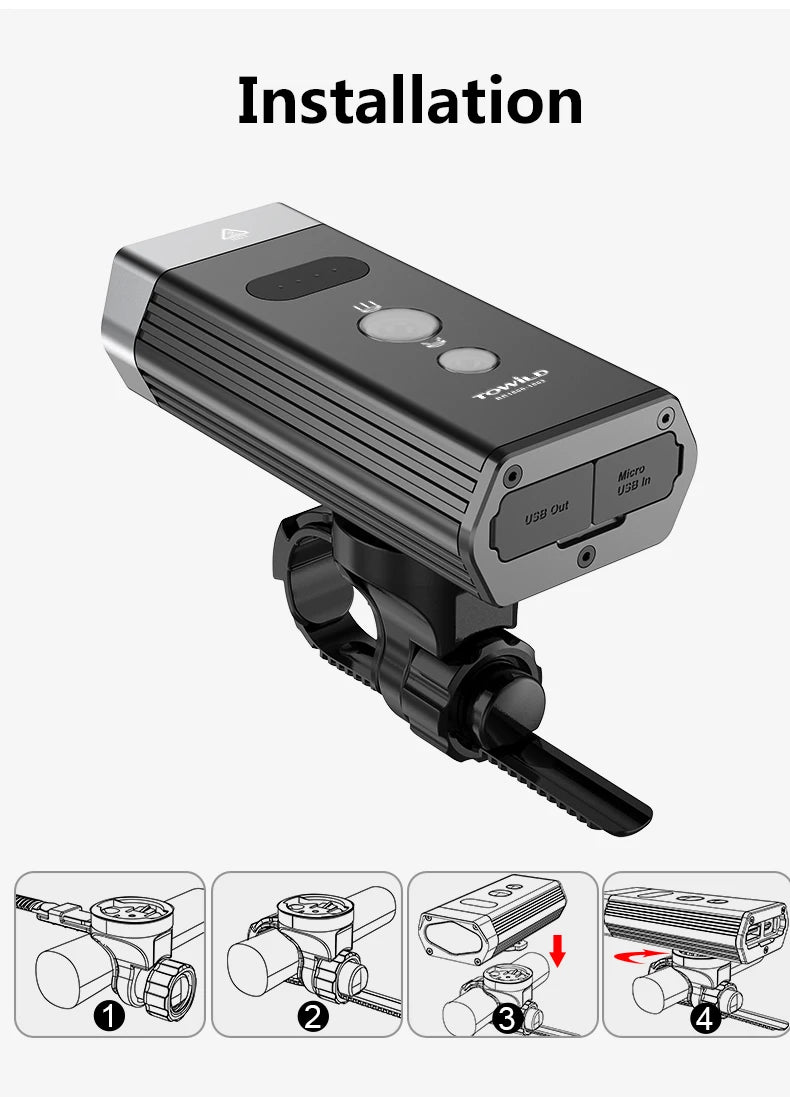 BR1200/2000 Professional Bicycle Light Power Bank Waterproof USB Rechargeable Light Flashlight accessories