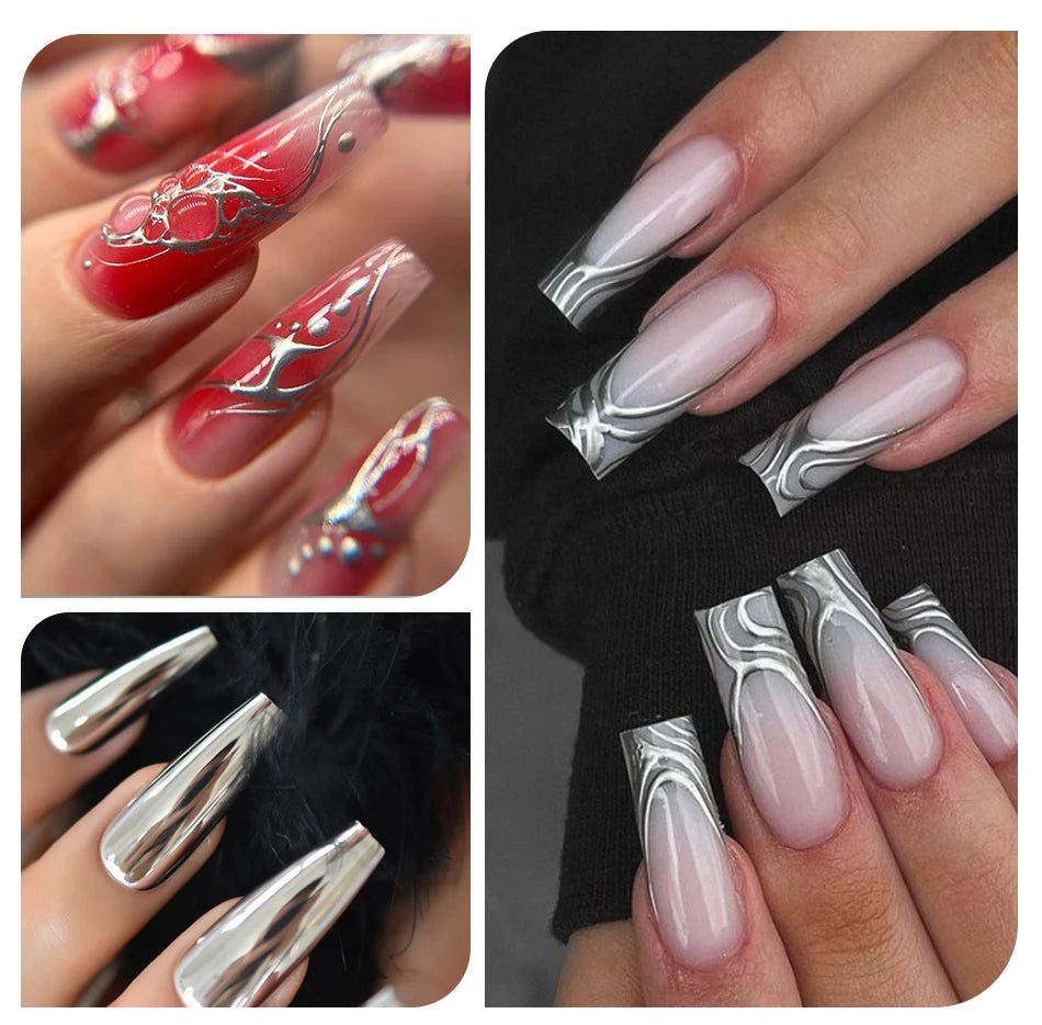 5ml Metallic Painting Gel Polish Strong Silver Effection Nail Art Soak Off Gel Nail Polish Silver Mirror Gel