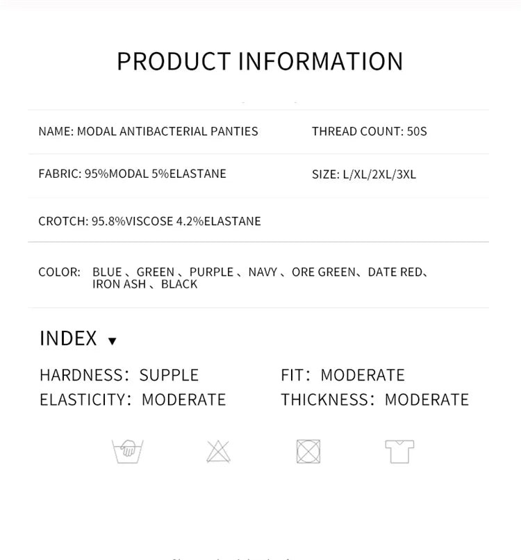 3-Pack Men’s Modal Graphene Boxer Shorts – Antibacterial Crotch, Comfortable Fit