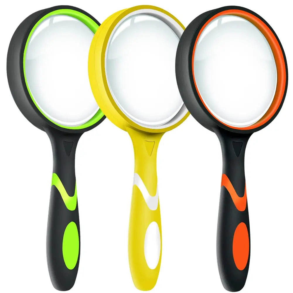 8X Handheld Magnifying Glass 50mm 75mm Rubber Handle