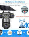 Solar Camera 4G Sim Outdoor 3 Lens 3 Screen 10X Zoom PIR Human Detect Cameras Waterproof Night Vision CCTV Security Protection