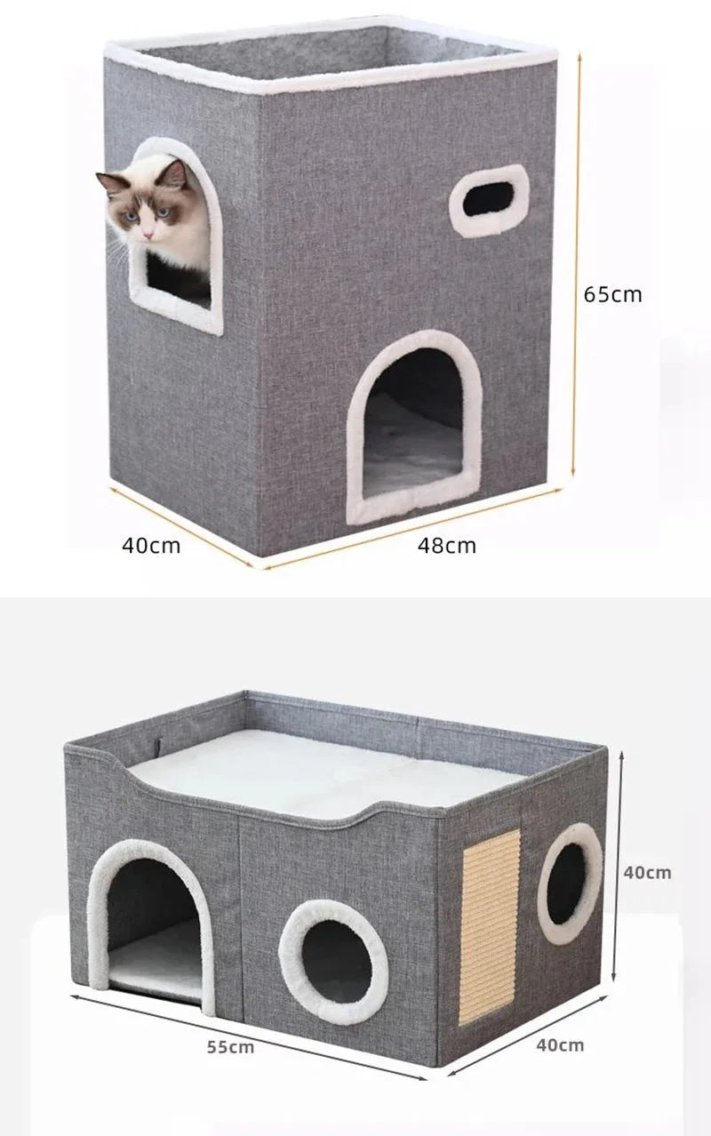 Warm Plush Pet House Bed for Cats and Small Dogs