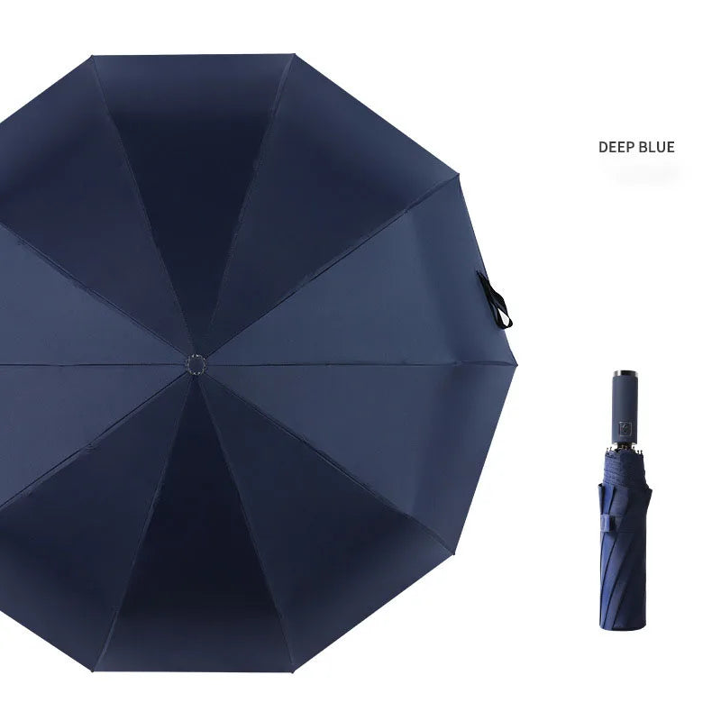 Automatic Folding Umbrella 10 Rib Windproof UV Protection Three Fold Compact Travel Umbrella Sun Rain Use