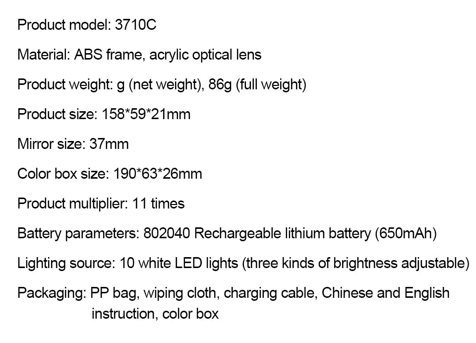 Rechargeable LED Magnifier 5X–12X Handheld with 3 Light Modes