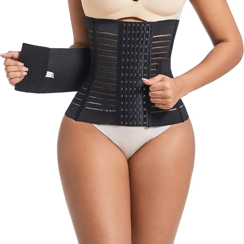 7-Bone Waist Trainer Corset with Double Tummy Control & Breathable Design