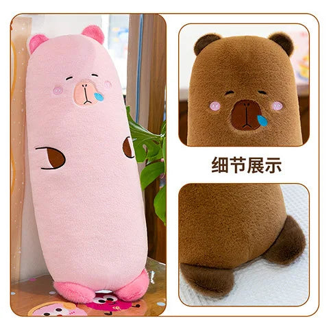 Kawaii Capybara Plush Toy Stuffed Animal Pillow Cuddly Long Body Doll for Kids Birthday Xmas Gift Soft Filled Plushie for Girls