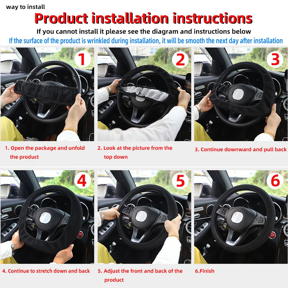 Bohemian Linen Fabric Car Steering Wheel Cover 37CM 38CM