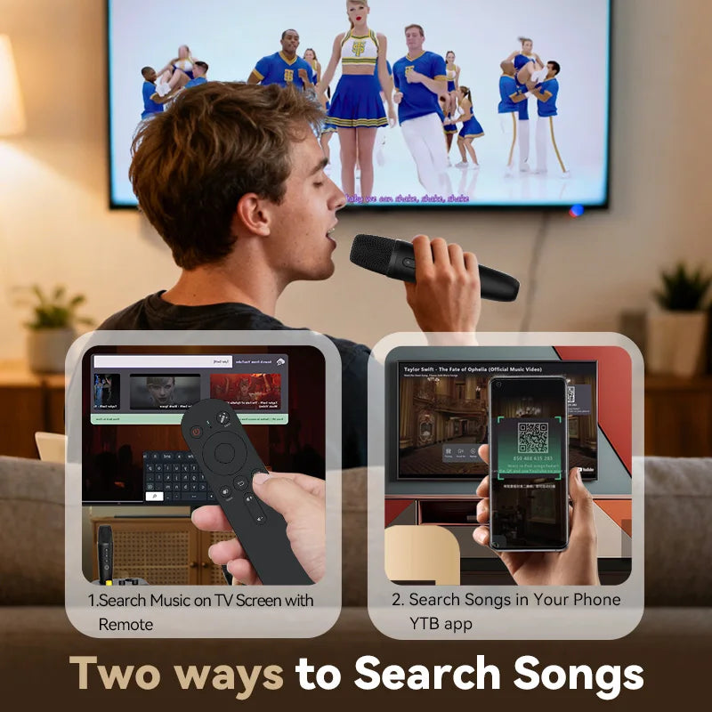 Puremic K3 Karaoke Machine with Dual Wireless Microphones, Rechargeable Dock, HDMI & AUX Support, Unlimited Songs Streaming System