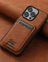 Leather for Magsafe Case for iPhone 16 15 Pro Max 16e 14 Plus 16Plus Bracket Magnetic Back Cover with Card Holder