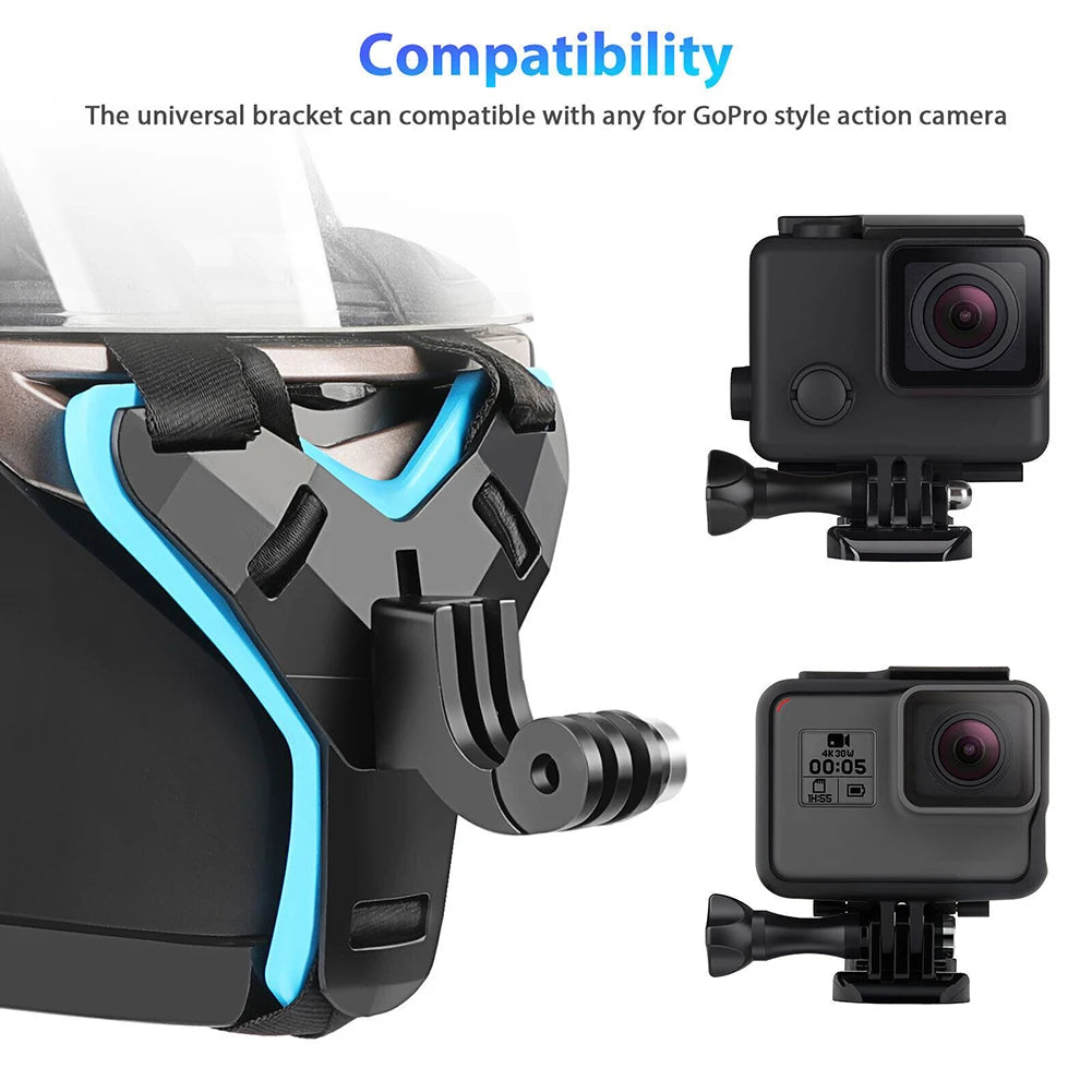 Motorcycle Helmet Chin Strap Mount Adjustable Action Camera Holder for Sports Recording