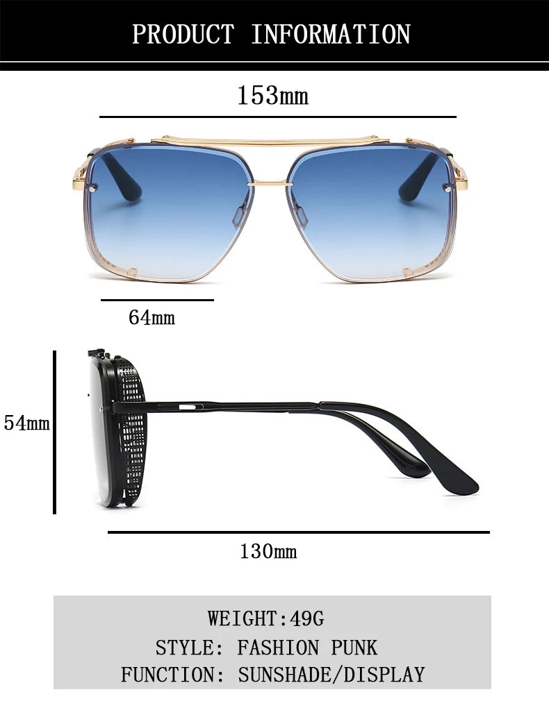 Vintage Steampunk Square Sunglasses With UV400 Protection