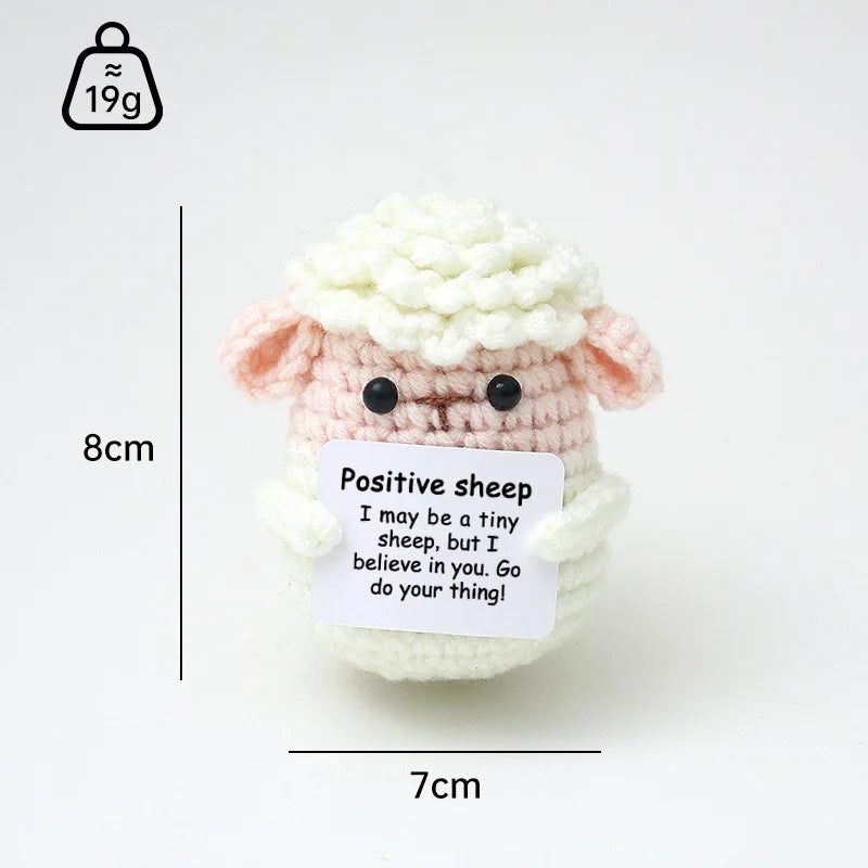 3 Pcs Positive Crochet Hedgehog Doll with Affirmation Card Home Room Decoration Funny Handmade Plush Doll Ornaments Christmas Gifts