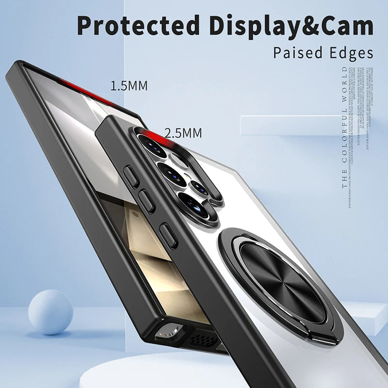 For Magsafe Metal  Ring 360°Rotating Car Bracket Shockproof Phone Case For Samsung S24 S22 S23 Ultra Plus S21 FE A53 A52