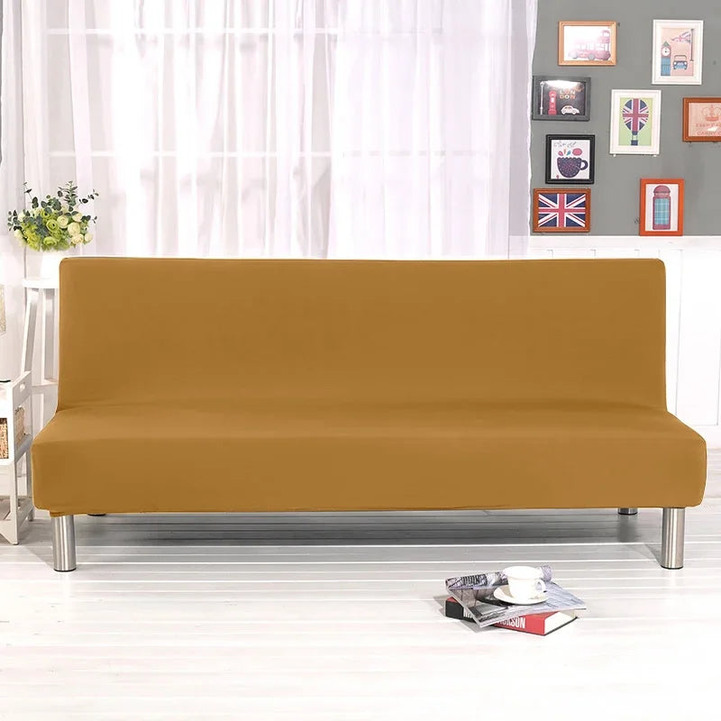 Armless Sofa Covers Elastic Solid Color Sofa Bed Cover Folding Seat Slipcover Dust-proof Stretch Couch Protector for Living Room