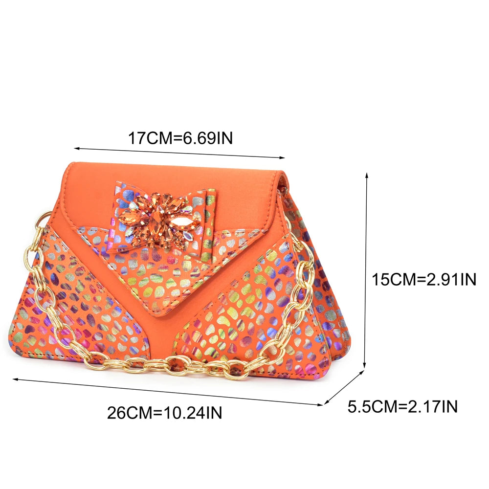 Design Women Shoes and Bags To Match Set Nigeria Party Crystal Butterfly-knot Women Pumps African Matching Shoes and Bags