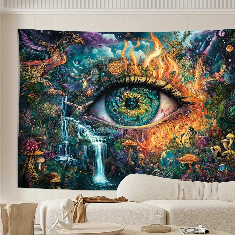 Fantasy Forest Magic Tapestry Mysterious All-Seeing Eye  Room Theme Playroom Decor