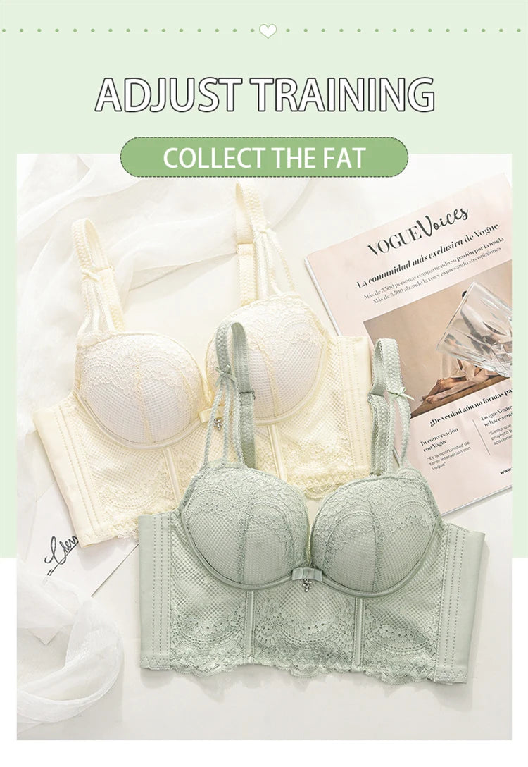 Women’s Low-Cut Lace Push-Up Bralette – Adjustable Straps, Fashionable Lingerie