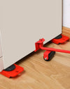 5Pcs/set Furniture Mover Tool Set Heavy Stuffs Moving Roller with Bar Furniture Mover Lifter with Wheel Professional Moving Tool