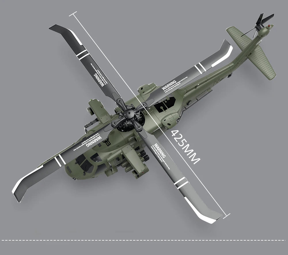 Six Channel Flybarless Remote Control Military Helicopter With Six Axis Gyroscope