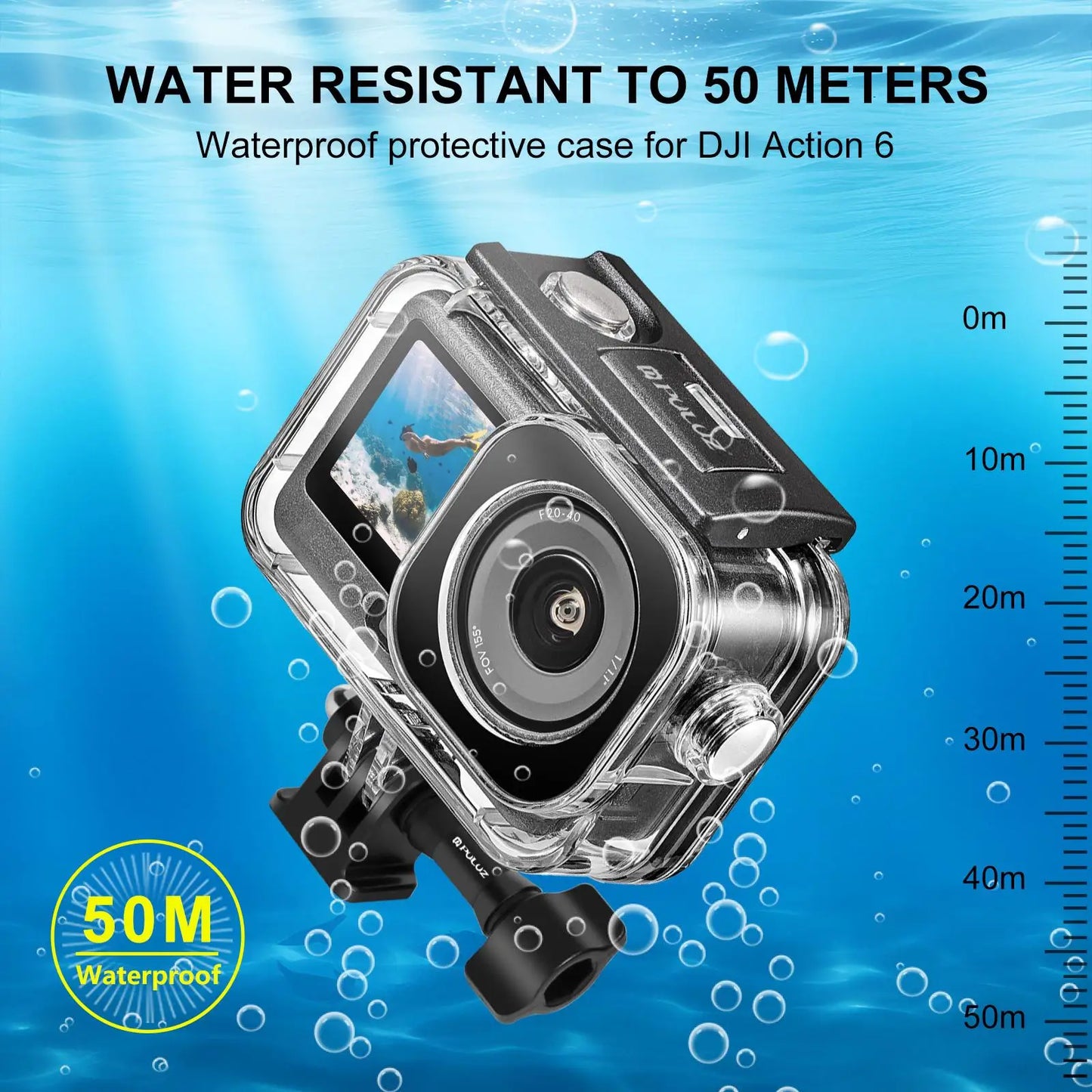 60 Metre Waterproof Diving Case for DJI Osmo Action 6 with Invisible Adapter