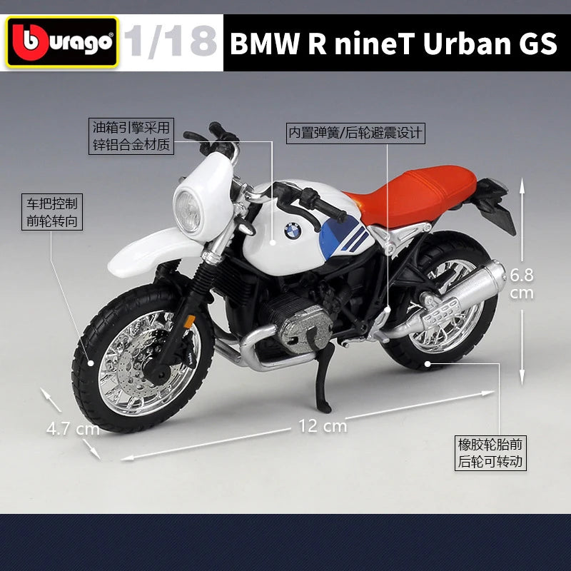 1 18 Scale BMW R nineT Urban GS Diecast Motorcycle Model