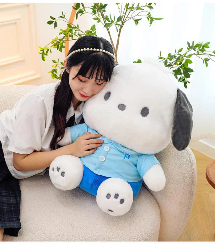 Cartoon Sanrio Pochacco Plush Toy Soft Stuffed Doll Cute Sofa Cushion Bedroom Decoration  Soothing Pillow  Anime Gift