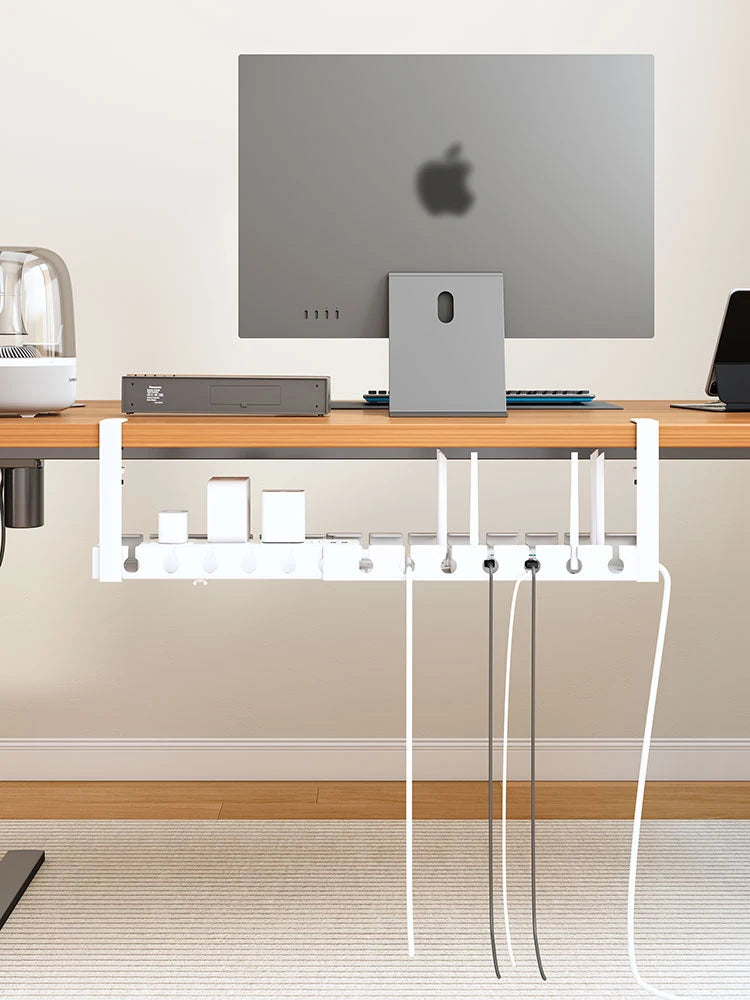 Under Desk Cable Management Tray, Extendable Sturdy Steel Under Desk Cord Hider Raceway,Power Strip Cord Holder Wire Management