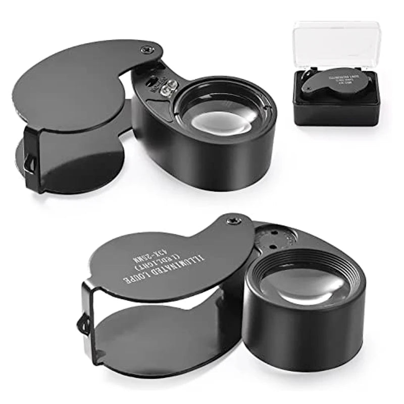 40X LED Foldable Jewelry Loupe 25mm Pocket Magnifier