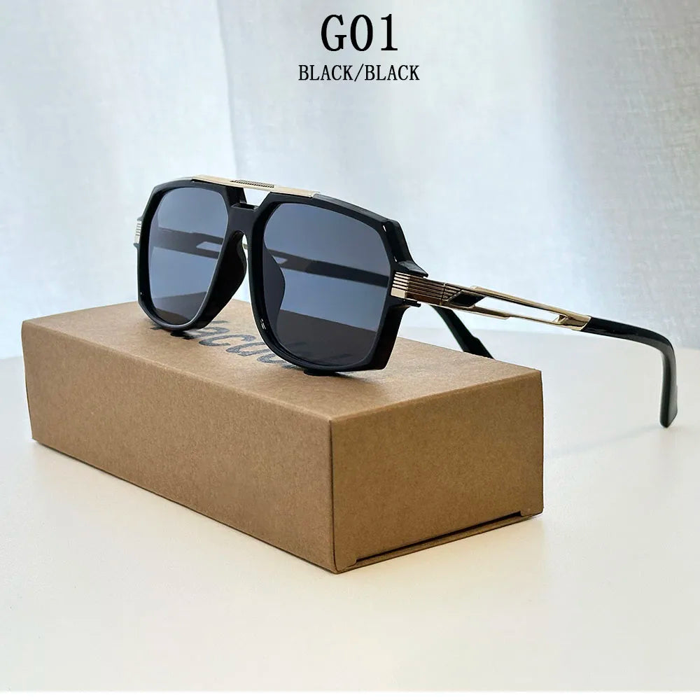 Vintage Square Alloy Frame Sunglasses With UV400 Protection