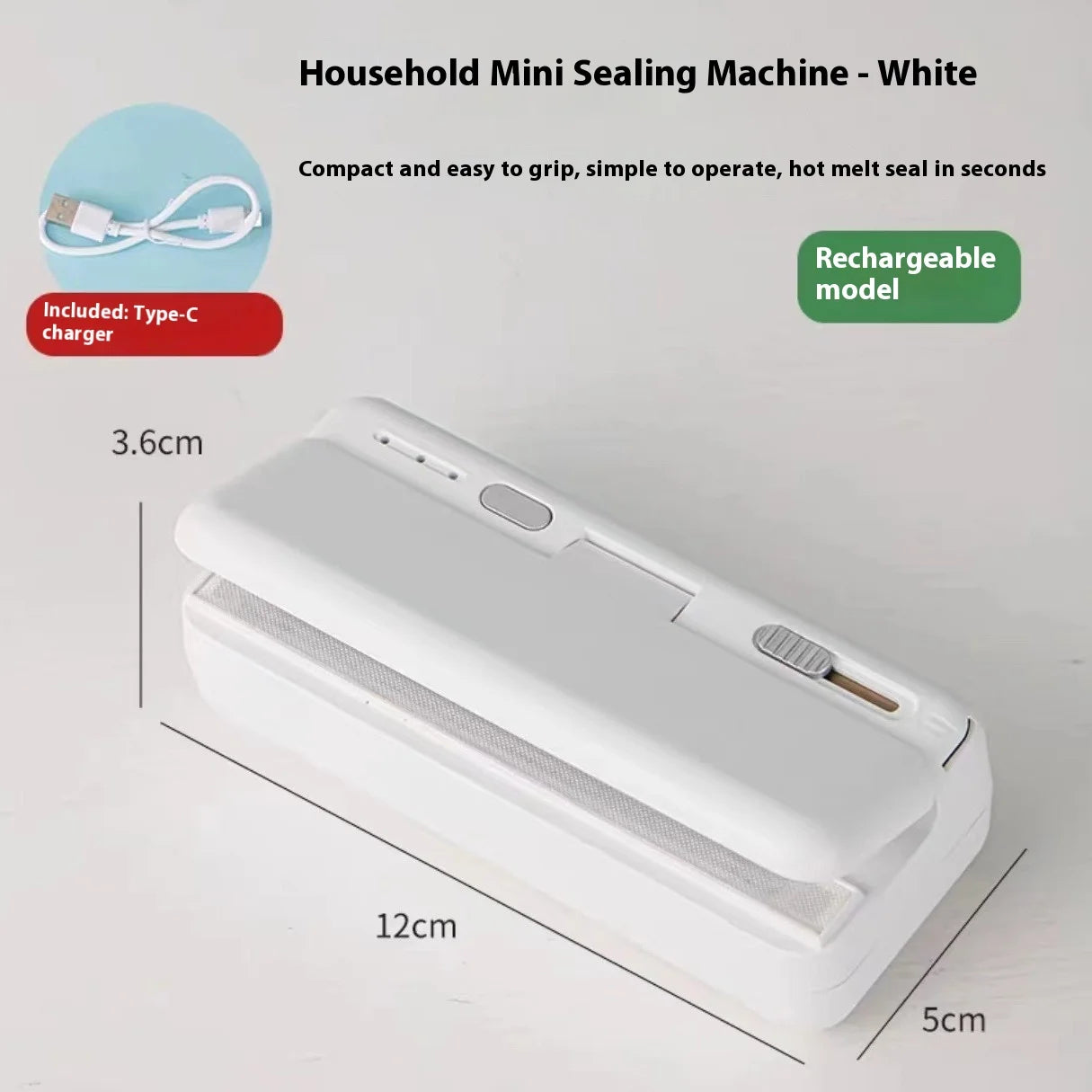 Mini Rechargeable Heat Bag Sealer – Portable Handheld Plastic Bag Sealing Machine for Food Storage & Packaging