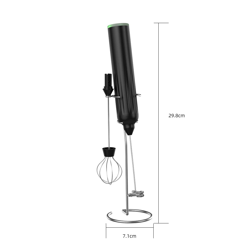 Electric Milk Frother USB Rechargeable Wireless Milk Foamer Coffee Whisk Mixer Egg Beater Mini Frother Handle Stirrer 3 Speeds