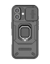 For iPhone 16 Case Lens Protection Sliding window Cover For iPhone 16 Pro Max Cover Armor Shockproof Silicone Ring Stand 16 Plus