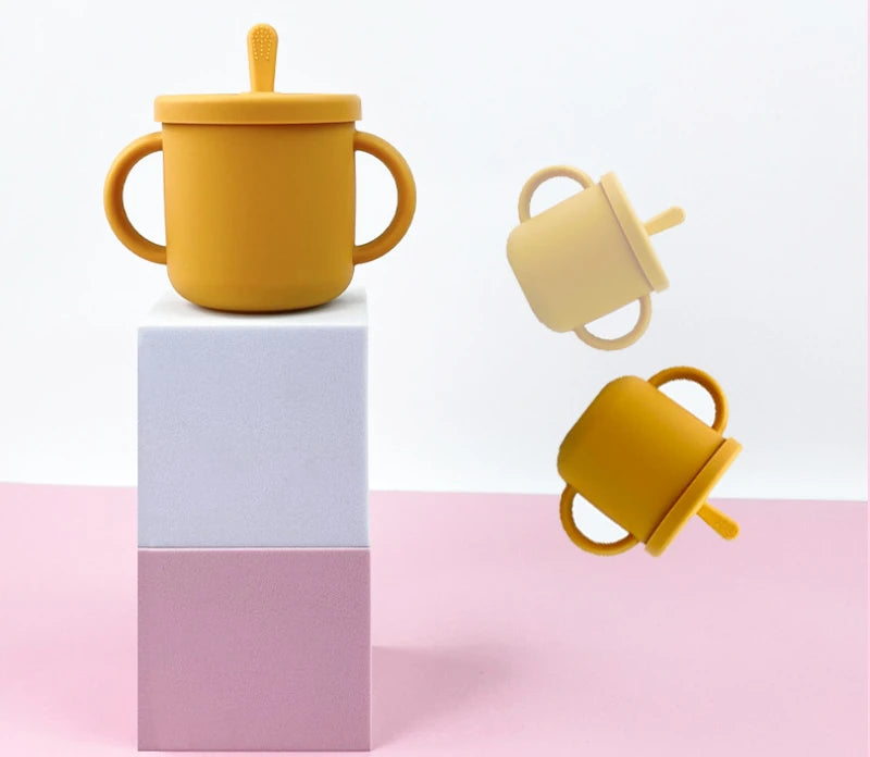 BPA Free Silicone  Feeding Set Sucker Bowl Dinning Plate Straw Cup Spoon Forks for s  Tableware  Dishes