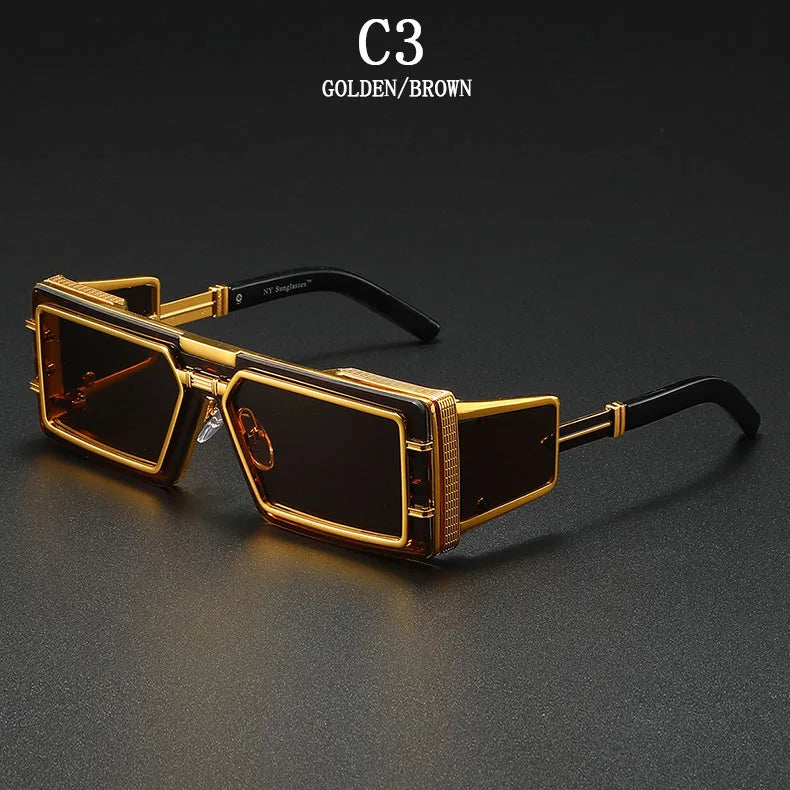Square Punk Steampunk Sunglasses With UV400 Protection