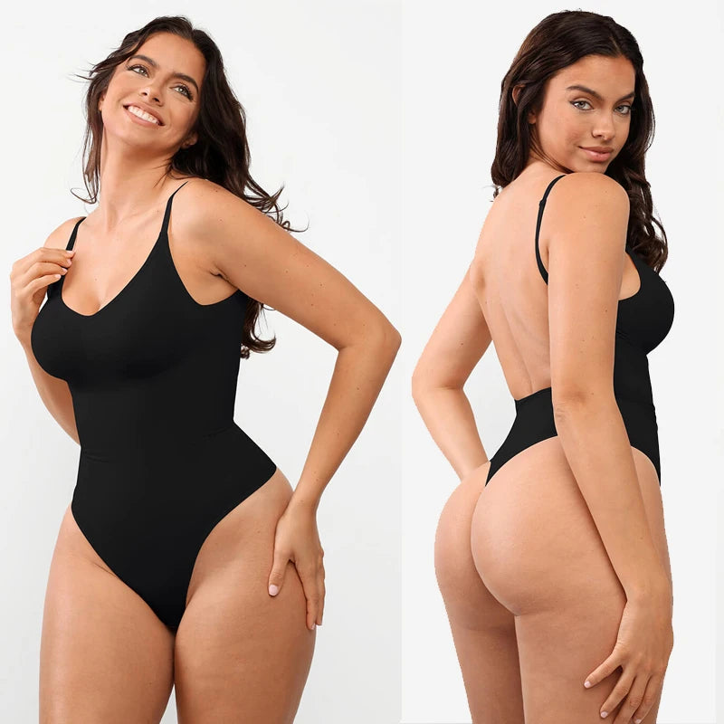 Low Back shapewear Bodysuit Women Waist Trainer Body Shaper Thong Dupes Shaping Corset Tops Body and Backless Bra